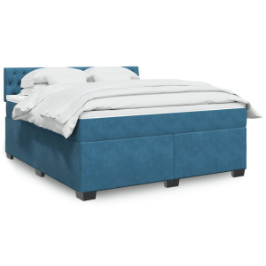 vidaXL Boxspring met matras fluweel blauw 180x200 cm