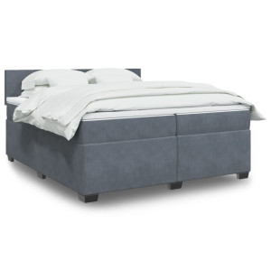 vidaXL Boxspring met matras fluweel donkergrijs 200x200 cm