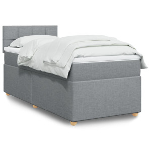 vidaXL Boxspring met matras stof lichtgrijs 80x200 cm
