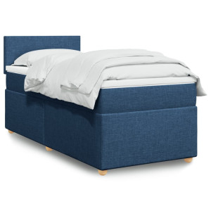 vidaXL Boxspring met matras stof blauw 90x190 cm