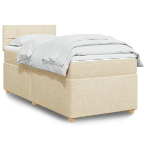 vidaXL Boxspring met matras stof crèmekleurig 90x200 cm