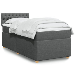 vidaXL Boxspring met matras stof donkergrijs 90x200 cm