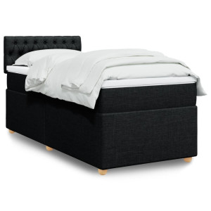 vidaXL Boxspring met matras stof zwart 90x200 cm