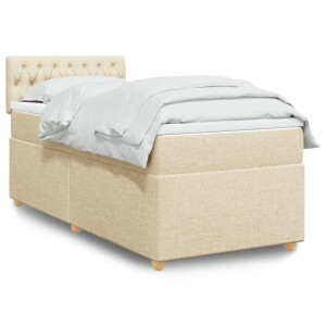 vidaXL Boxspring met matras stof crèmekleurig 90x200 cm