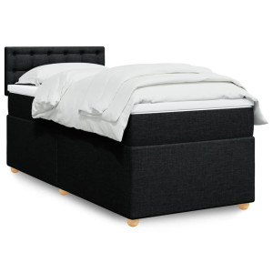 vidaXL Boxspring met matras stof zwart 90x200 cm
