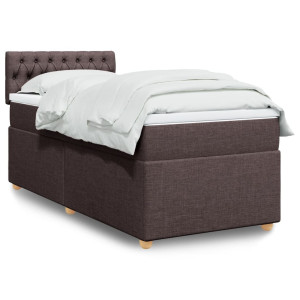 vidaXL Boxspring met matras stof donkerbruin 100x200 cm