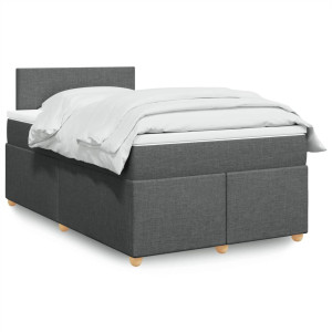vidaXL Boxspring met matras stof donkergrijs 120x200 cm