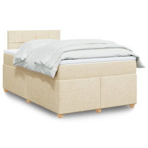 vidaXL Boxspring met matras stof crèmekleurig 120x200 cm