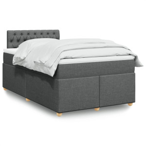 vidaXL Boxspring met matras stof donkergrijs 120x200 cm