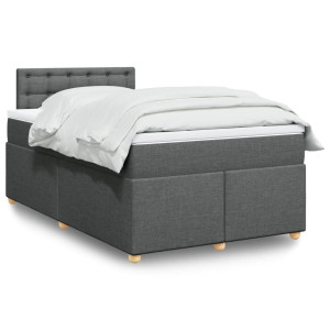 vidaXL Boxspring met matras stof donkergrijs 120x200 cm