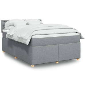 vidaXL Boxspring met matras stof lichtgrijs 140x190 cm
