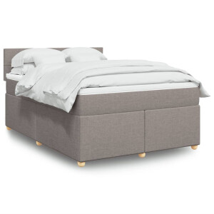 vidaXL Boxspring met matras stof taupe 140x200 cm