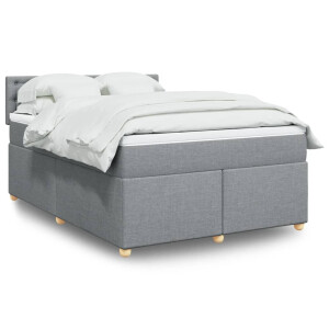 vidaXL Boxspring met matras stof lichtgrijs 140x200 cm