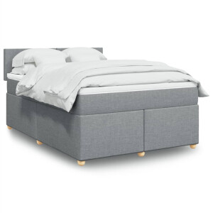 vidaXL Boxspring met matras stof lichtgrijs 160x200 cm