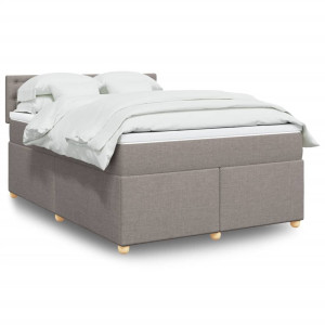 vidaXL Boxspring met matras stof taupe 160x200 cm