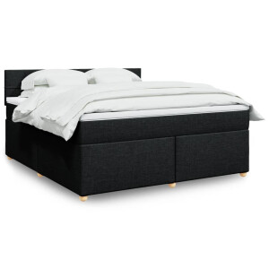 vidaXL Boxspring met matras stof zwart 180x200 cm