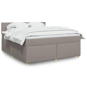 vidaXL Boxspring met matras stof taupe 180x200 cm