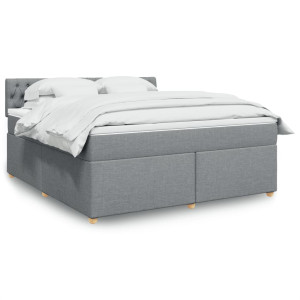 vidaXL Boxspring met matras stof lichtgrijs 180x200 cm