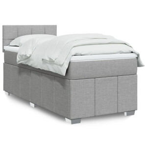 vidaXL Boxspring met matras stof lichtgrijs 80x200 cm