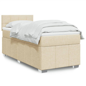 vidaXL Boxspring met matras stof crèmekleurig 80x200 cm