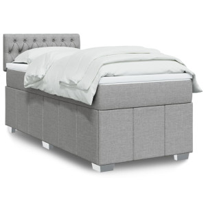 vidaXL Boxspring met matras stof lichtgrijs 80x200 cm