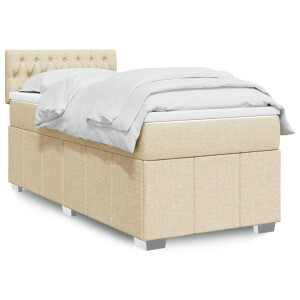 vidaXL Boxspring met matras stof crèmekleurig 80x200 cm