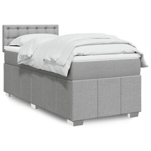 vidaXL Boxspring met matras stof lichtgrijs 80x200 cm