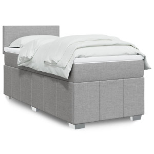 vidaXL Boxspring met matras stof lichtgrijs 90x190 cm