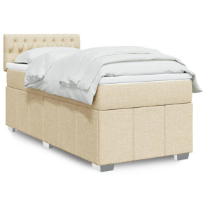 vidaXL Boxspring met matras stof crèmekleurig 90x190 cm