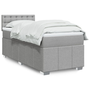 vidaXL Boxspring met matras stof lichtgrijs 90x190 cm