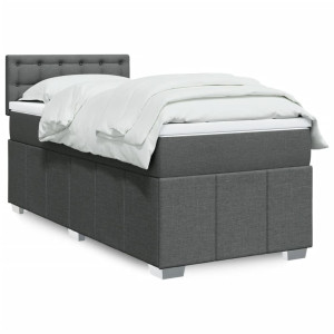 vidaXL Boxspring met matras stof donkergrijs 90x190 cm