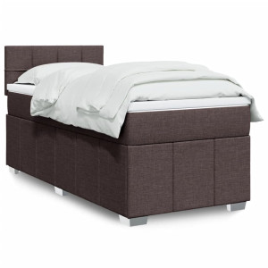 vidaXL Boxspring met matras stof donkerbruin 90x200 cm