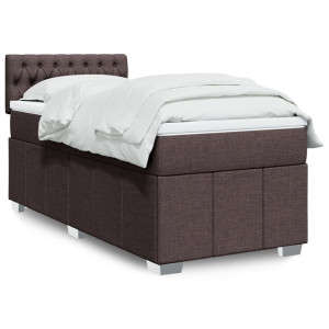vidaXL Boxspring met matras stof donkerbruin 90x200 cm