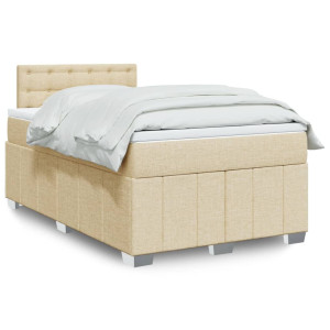 vidaXL Boxspring met matras stof crèmekleurig 120x190 cm