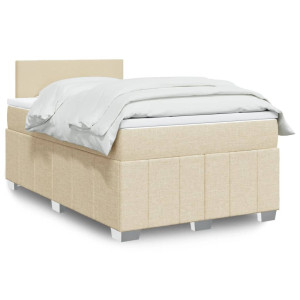 vidaXL Boxspring met matras stof crèmekleurig 120x200 cm