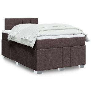 vidaXL Boxspring met matras stof donkerbruin 120x200 cm