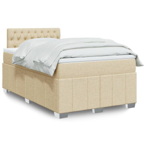 vidaXL Boxspring met matras stof crèmekleurig 120x200 cm