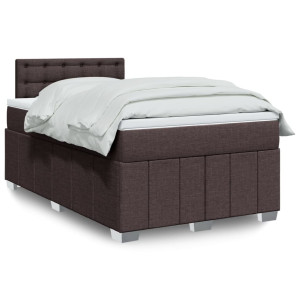 vidaXL Boxspring met matras stof donkerbruin 120x200 cm