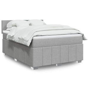 vidaXL Boxspring met matras stof lichtgrijs 140x190 cm