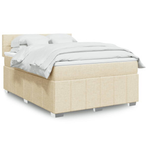 vidaXL Boxspring met matras stof crèmekleurig 140x190 cm