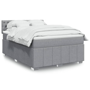 vidaXL Boxspring met matras stof lichtgrijs 140x190 cm