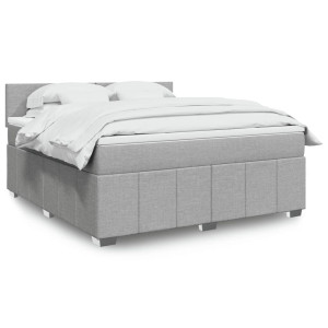 vidaXL Boxspring met matras stof lichtgrijs 180x200 cm