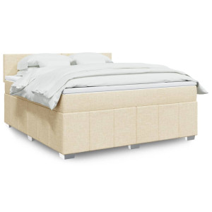 vidaXL Boxspring met matras stof crèmekleurig 180x200 cm