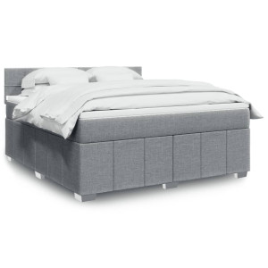 vidaXL Boxspring met matras stof lichtgrijs 180x200 cm