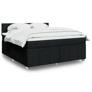 vidaXL Boxspring met matras stof zwart 180x200 cm