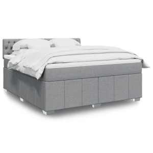 vidaXL Boxspring met matras stof lichtgrijs 180x200 cm