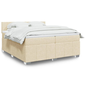 vidaXL Boxspring met matras stof crèmekleurig 200x200 cm