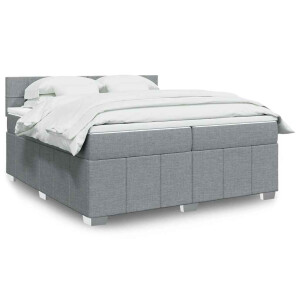 vidaXL Boxspring met matras stof lichtgrijs 200x200 cm