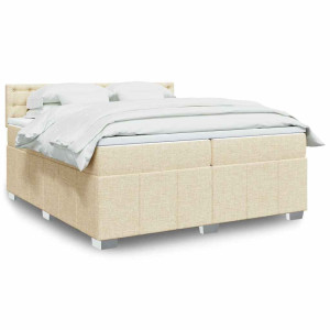 vidaXL Boxspring met matras stof crèmekleurig 200x200 cm
