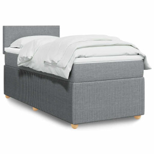 vidaXL Boxspring met matras stof lichtgrijs 80x200 cm